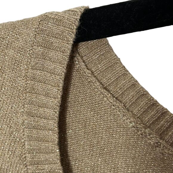 NEW Lane Bryant Metallic Sweater 18/20 Tan Gold Dolman Short Sleeve V Neck - Picture 3 of 8